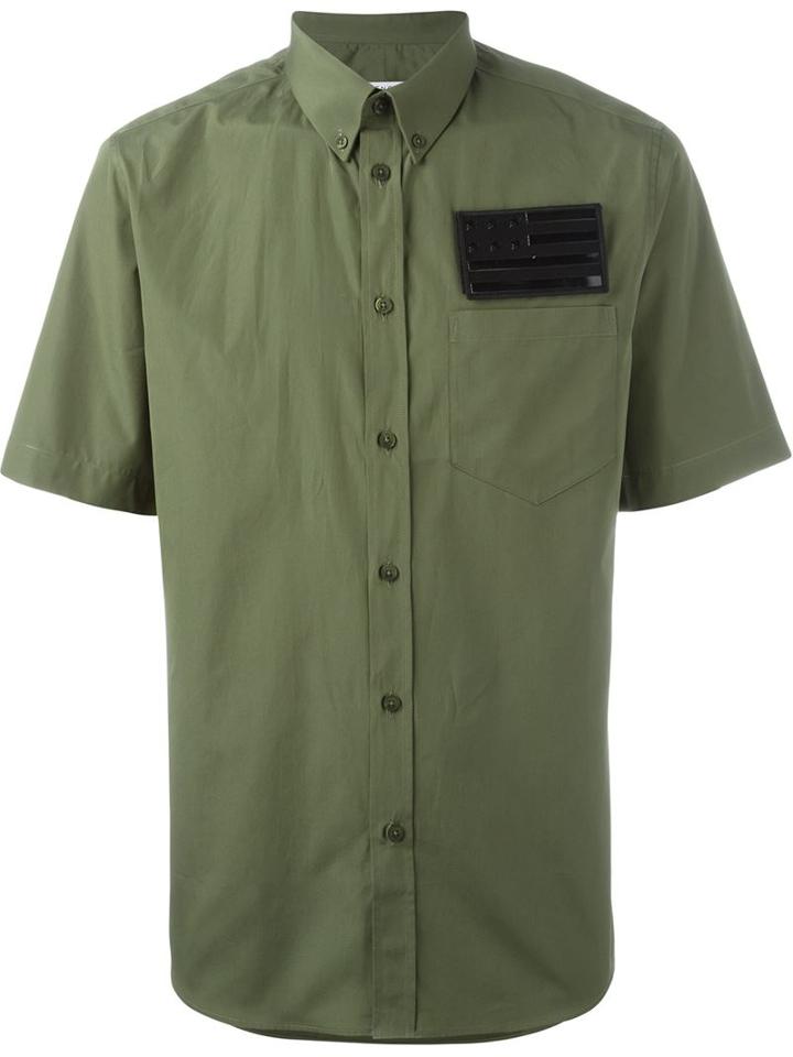 Givenchy Flag Patch Shirt, Men's, Size: 41, Green, Cotton