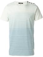 Balmain Striped T-shirt, Men's, Size: Xl, Blue, Cotton