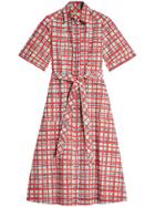 Burberry Painted Check Cotton Shirt Dress - Red