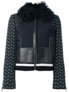 Versace Stitched Sleeve Jacket, Women's, Size: 44, Black, Wool/polyamide/spandex/elastane/lamb Skin