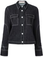 Marni Contrast Stitch Denim Jacket, Women's, Size: 40, Blue, Cotton/spandex/elastane