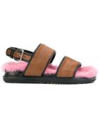 Marni Fur Soled Strappy Sandals - Brown