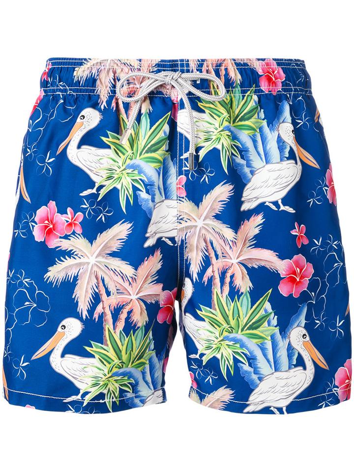 Floral Print Swim Shorts - Men - Polyamide/polyester/spandex/elastane - Xxl, Blue, Polyamide/polyester/spandex/elastane, Mc2 Saint Barth