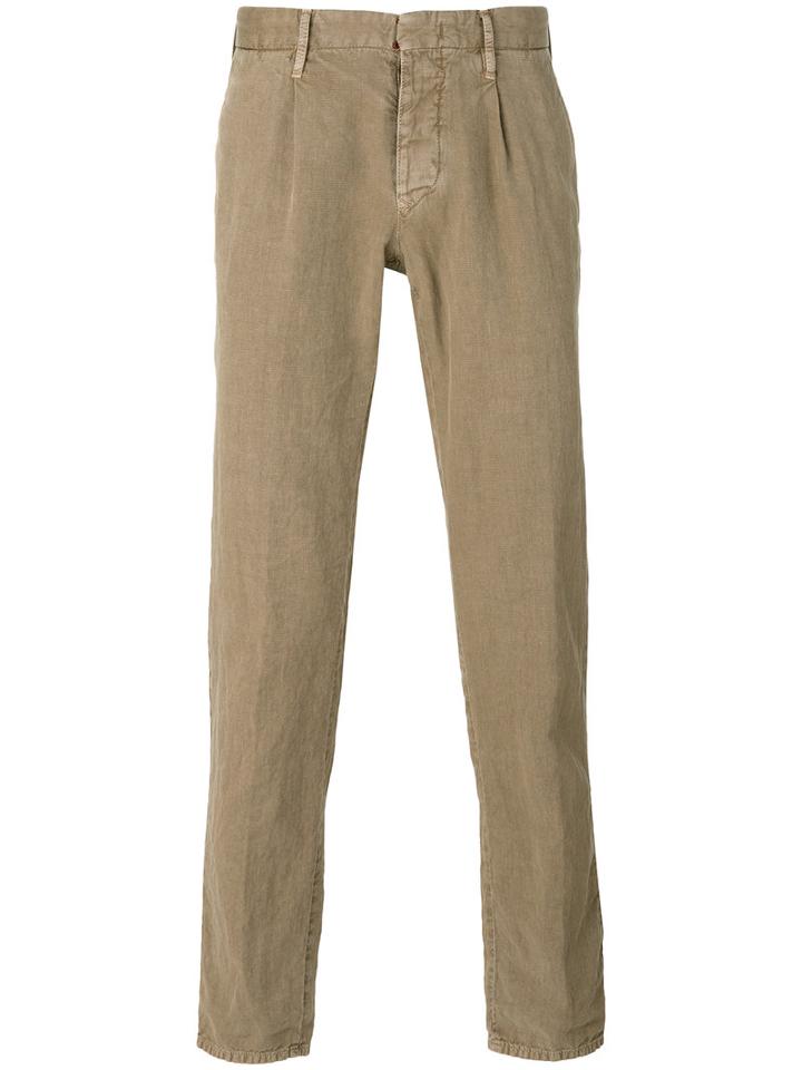 Incotex - Plain Chinos - Men - Cotton/linen/flax - 30, Nude/neutrals, Cotton/linen/flax