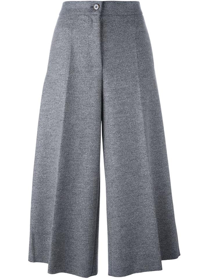 Erika Cavallini Front Pleat Culottes, Women's, Size: 44, Grey, Cotton/polyamide/virgin Wool