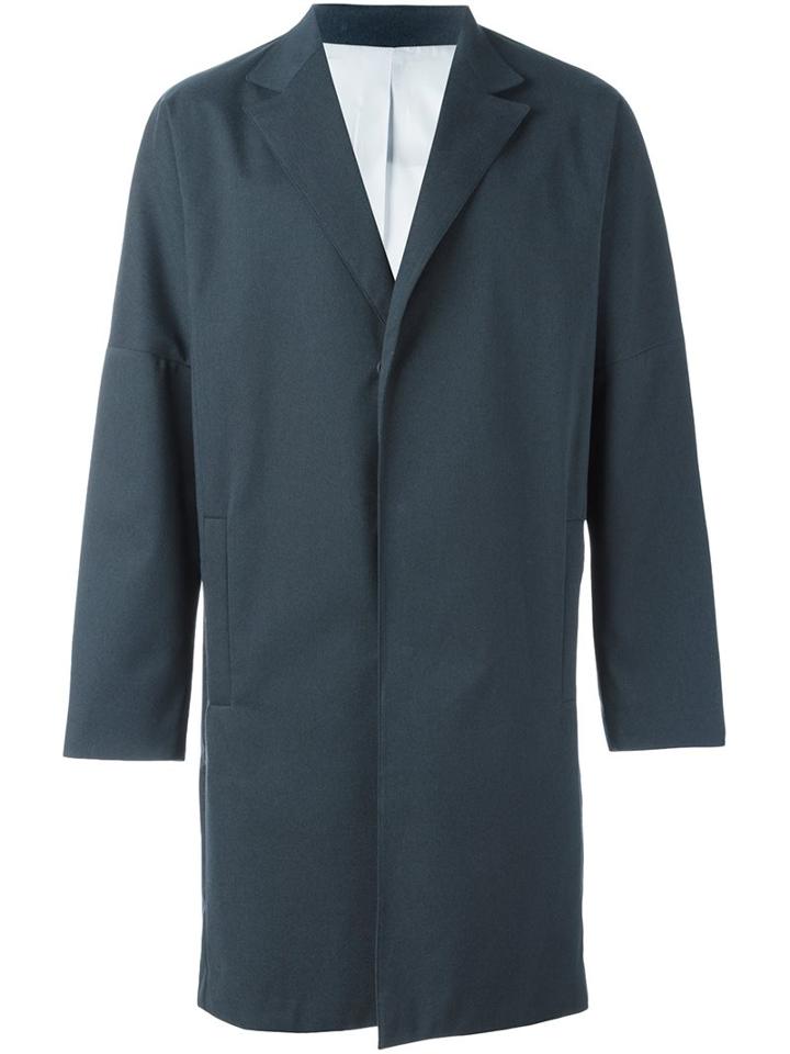 System Homme Single Breasted Coat, Men's, Size: Small, Blue, Nylon/polyester