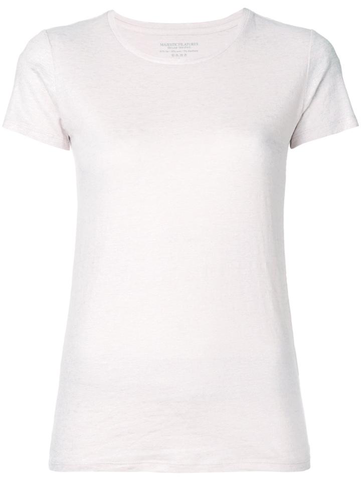Majestic Filatures Metallic Crew Neck T-shirt - Pink & Purple
