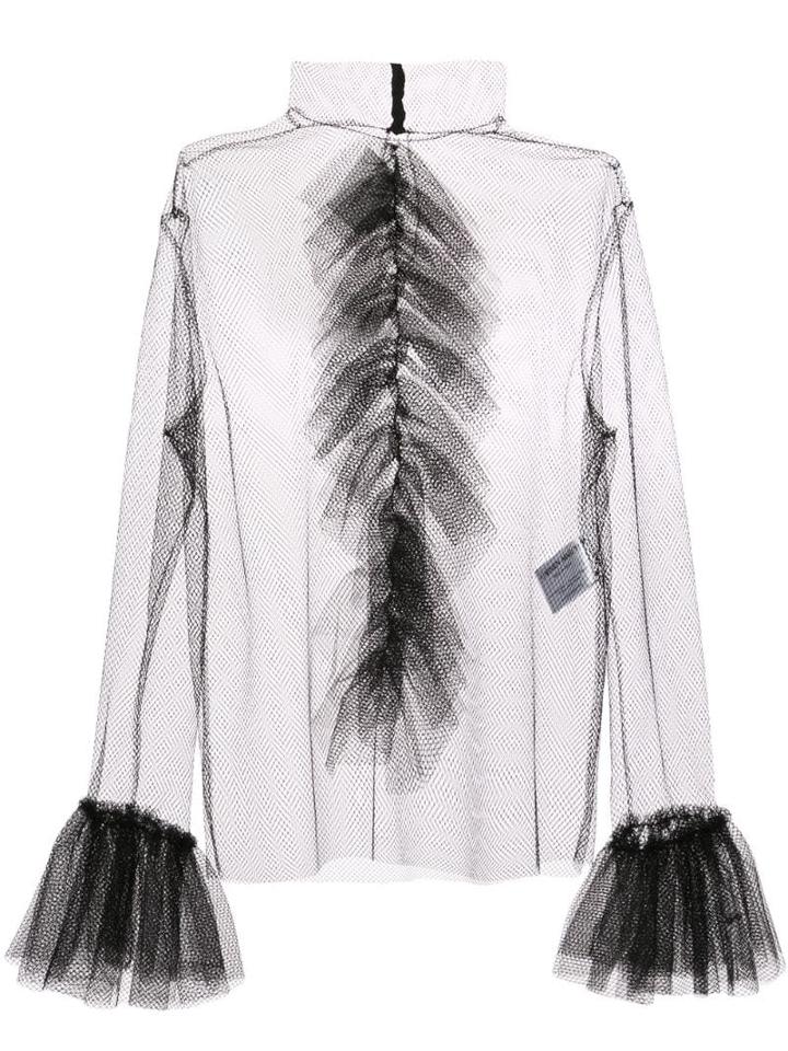 Carmen March Sheer Ruffled Blouse - Black