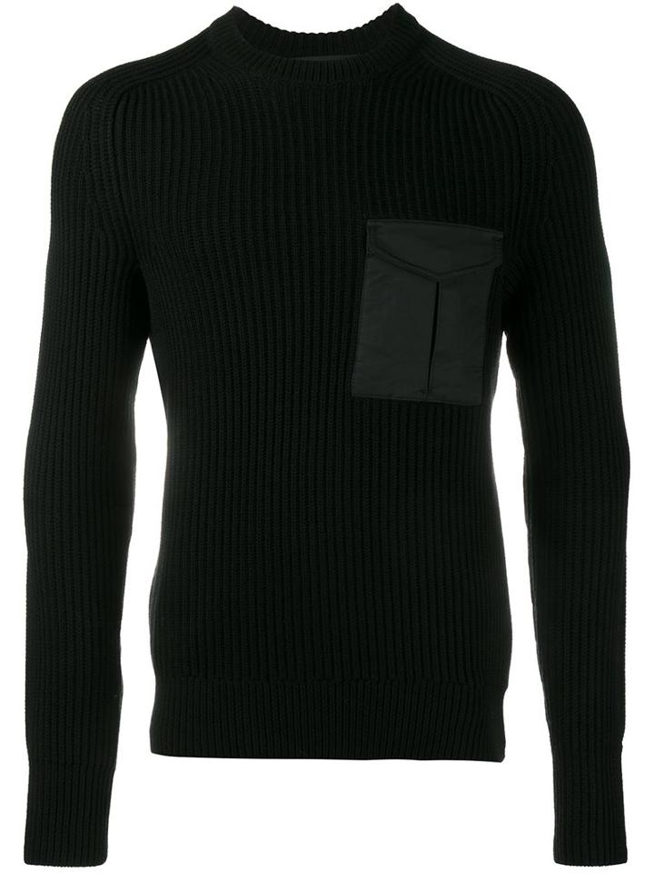 Rag & Bone Chest Pocket Jumper, Men's, Size: Large, Black, Cotton/wool