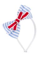 Simonetta - Bow Detail Striped Hairband - Kids - Cotton - One Size, White