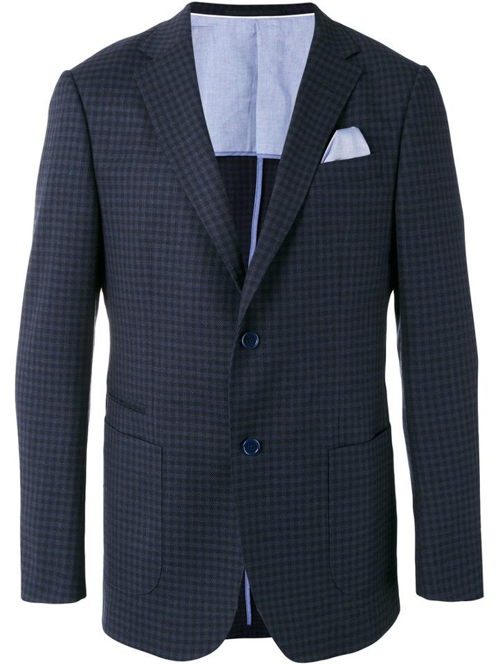 Z Zegna - Notched Lapel Check Blazer - Men - Cupro/wool - 50, Blue, Cupro/wool