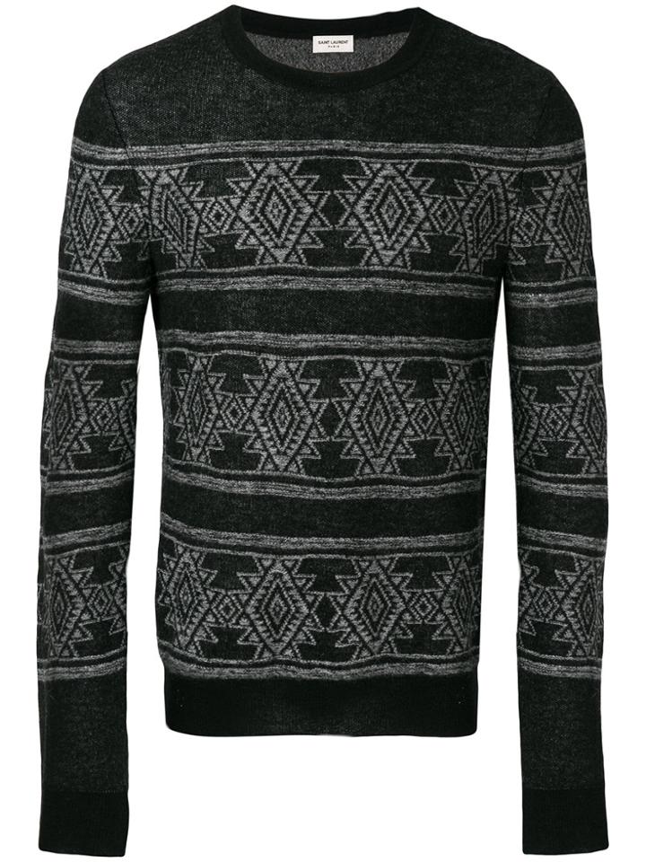 Saint Laurent Jacquard Fitted Sweater - Black