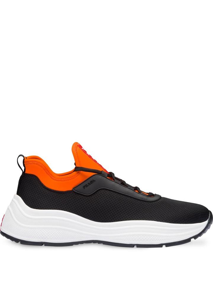 Prada Mesh And Neoprene Sneakers - Black