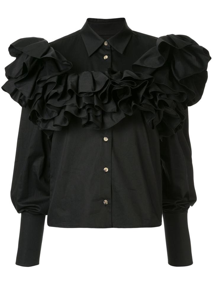 Khaite Virginie Ruffled Shirt - Black