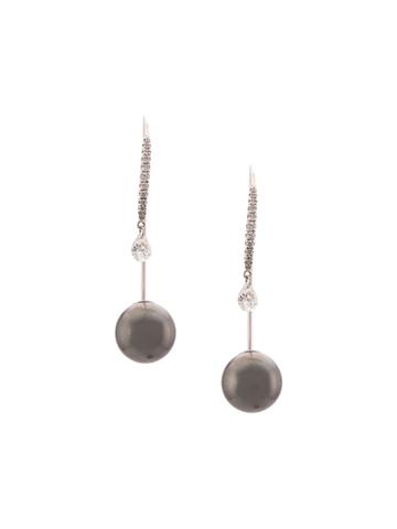 Baggins 18kt White Gold Tahitian Pearl And Diamond Drop Threader