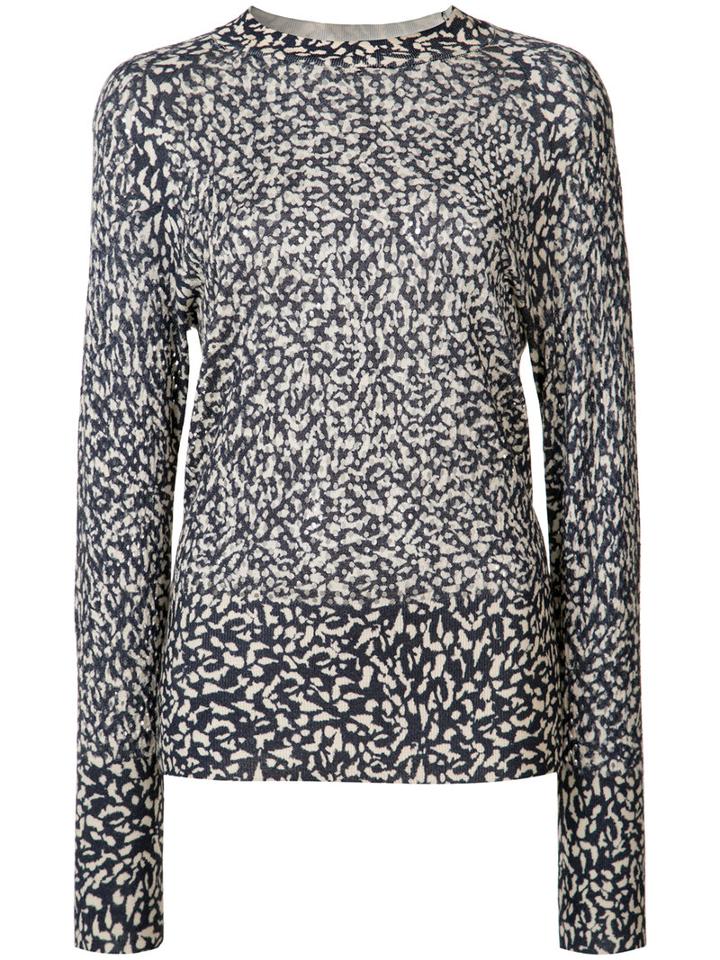 Victor Alfaro - Cheetah Print Jumper - Women - Silk/cashmere - L, Blue, Silk/cashmere