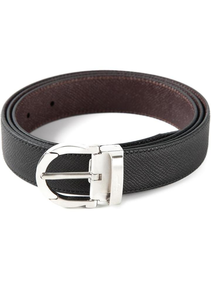 Salvatore Ferragamo Gancio Buckle Belt, Men's, Size: 110, Brown, Calf Leather