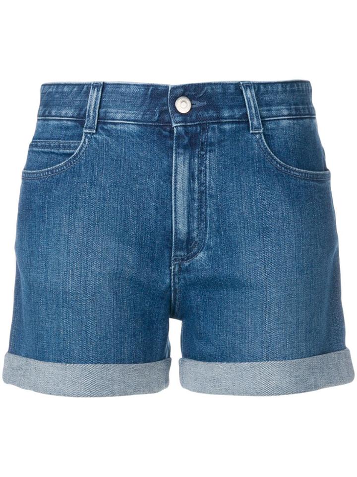 Stella Mccartney Turned Up Hem Denim Shorts - Blue