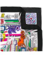 Versace Multiple Icon Print Square Scarf - Black