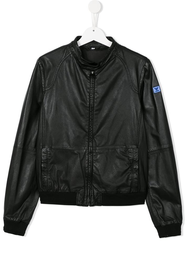 Armani Junior Band Collar Bomber Jacket, Boy's, Size: 14 Yrs, Black