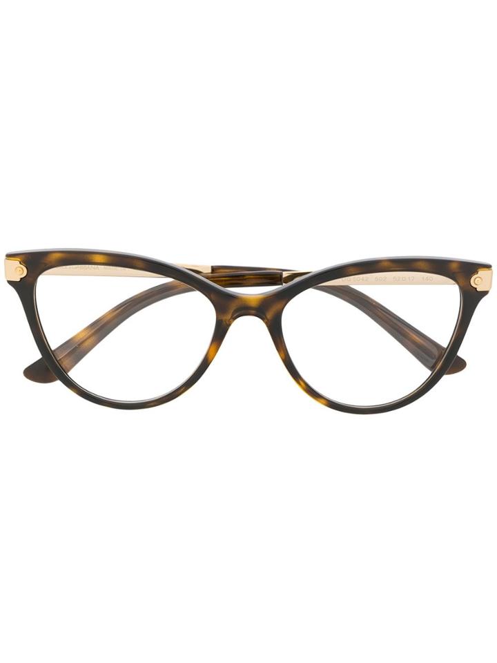 Dolce & Gabbana Eyewear Tortoiseshell Cat Eye Glasses - Brown