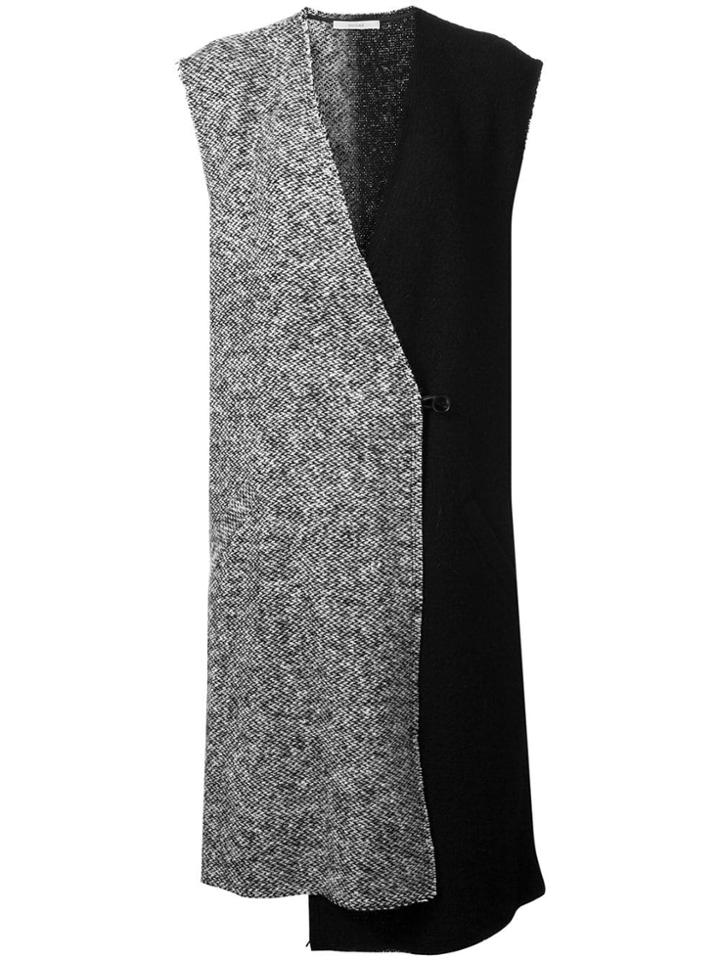 Dusan Bicolour Long Sleeveless Cardigan - Black