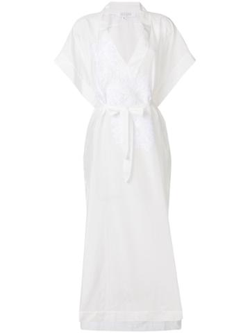 Lila. Eugenie V-neck Belted Beach Dress - White