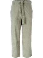 Steffen Schraut Cropped Trousers, Women's, Size: 36, Green, Goat Suede/polyester/spandex/elastane