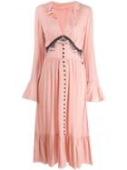 Giacobino Fringed Midi Dress - Pink