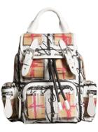 Burberry The Small Crossbody Rucksack In Scribble Check - White