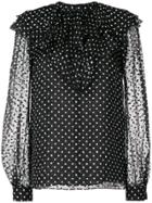 Giambattista Valli Ruffled Polka Dot Blouse - Black