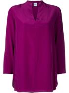 Aspesi - V-neck Blouse - Women - Silk - 40, Pink/purple, Silk