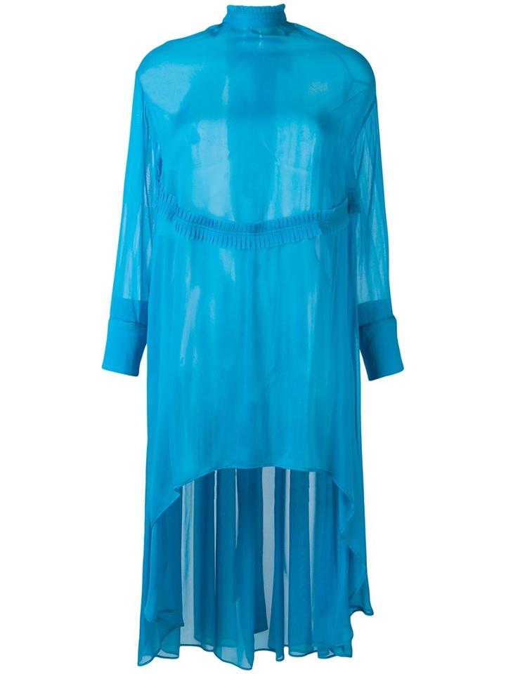 Cédric Charlier Open Back Dress, Size: 40, Blue, Silk/polyamide/acetate