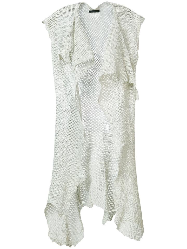 Cutuli Cult Mesh Detail Long Waistcoat - White