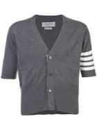 Thom Browne Cashmere Short Sleeve V-neck Cardigan - Grey