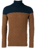Eleventy Two-tone Cable Knit Sweater - Brown