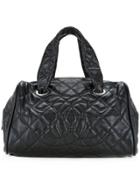 Chanel Vintage Chanel Quilted Jumbo Cc Hand Bag - Black