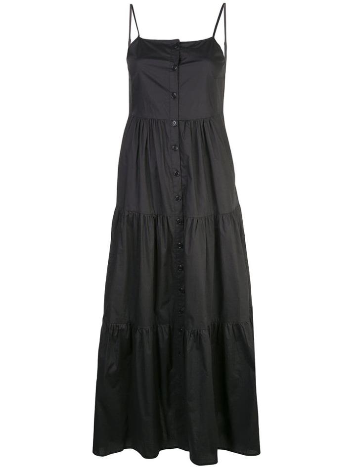 Sea Buttoned Flared Dress - Black