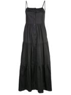 Sea Buttoned Flared Dress - Black