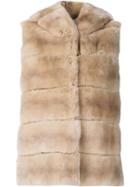 Yves Salomon Hooded Fur Vest, Women's, Size: 36, Nude/neutrals, Silk/rabbit Fur/goat Fur