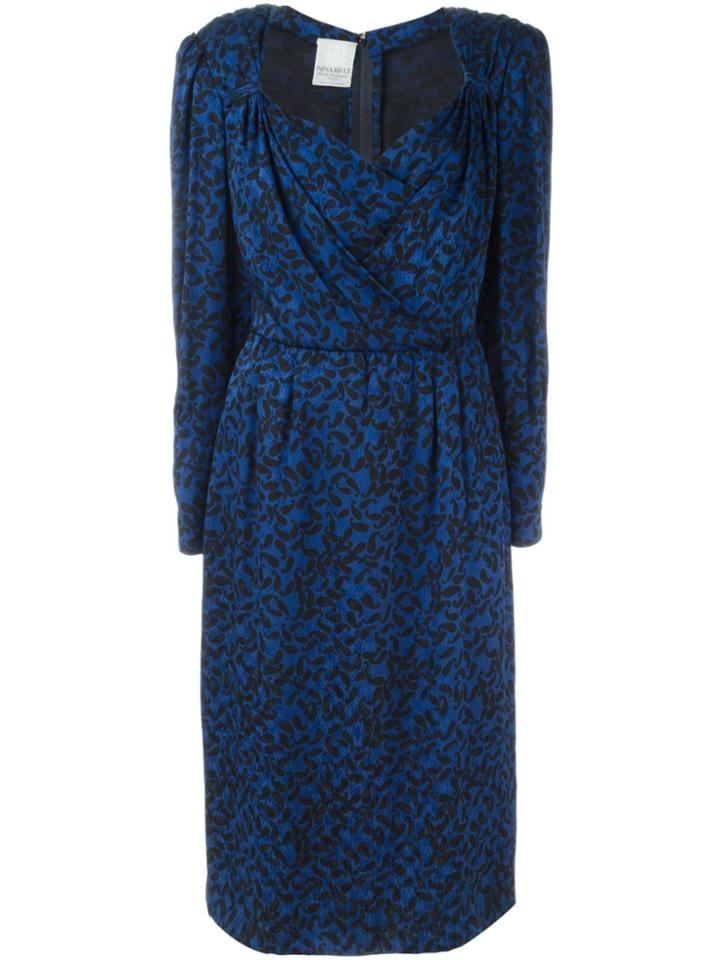Nina Ricci Vintage Leopard Print Dress - Blue