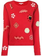 Chinti & Parker Contrast Stitch Embroidered Sweater