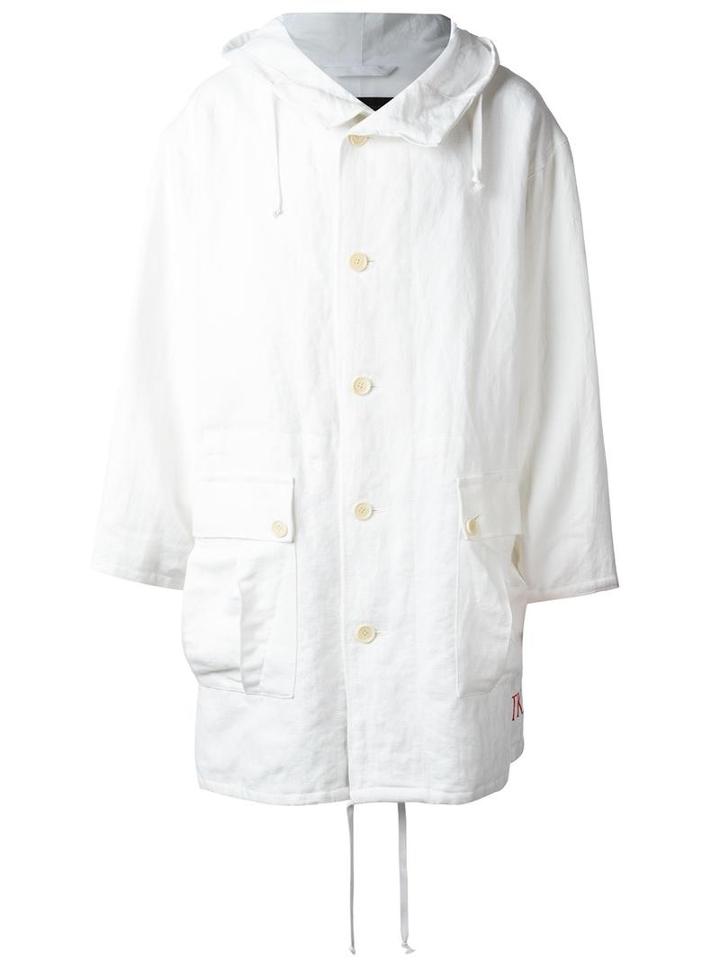 Ann Demeulemeester Blanche Hooded Oversized Coat, Adult Unisex, Size: Small, White, Linen/flax/cotton