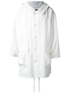 Ann Demeulemeester Blanche Hooded Oversized Coat, Adult Unisex, Size: Small, White, Linen/flax/cotton