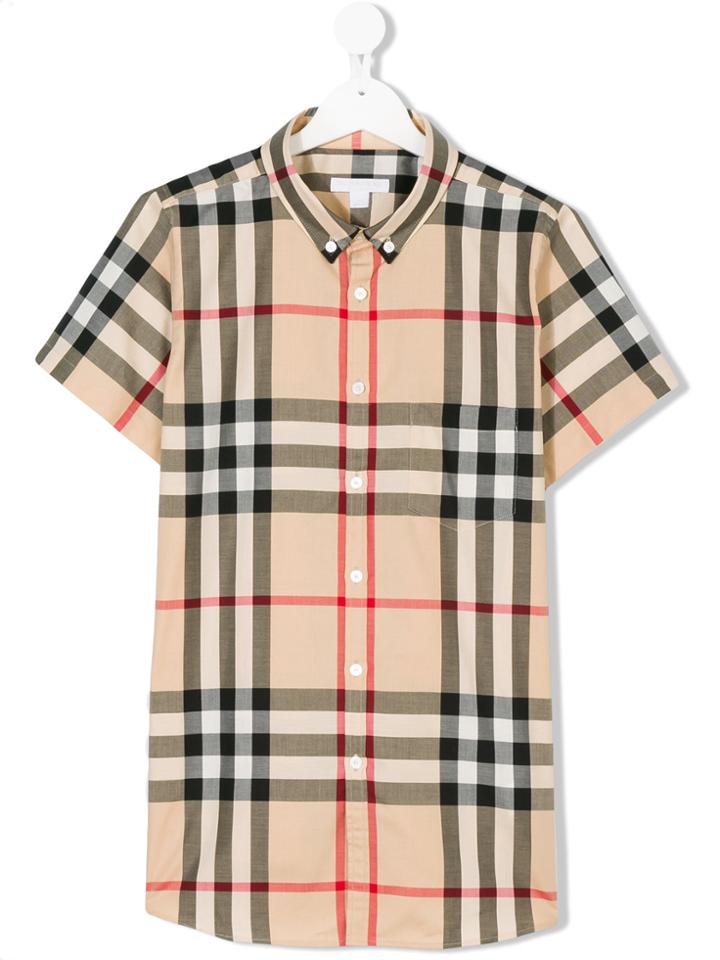 Burberry Kids New Classic Check Button Down Shirt - Nude & Neutrals