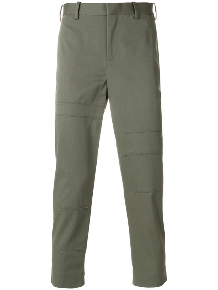 Neil Barrett Raw Panelled Cropped Trousers - Green