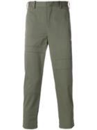 Neil Barrett Raw Panelled Cropped Trousers - Green