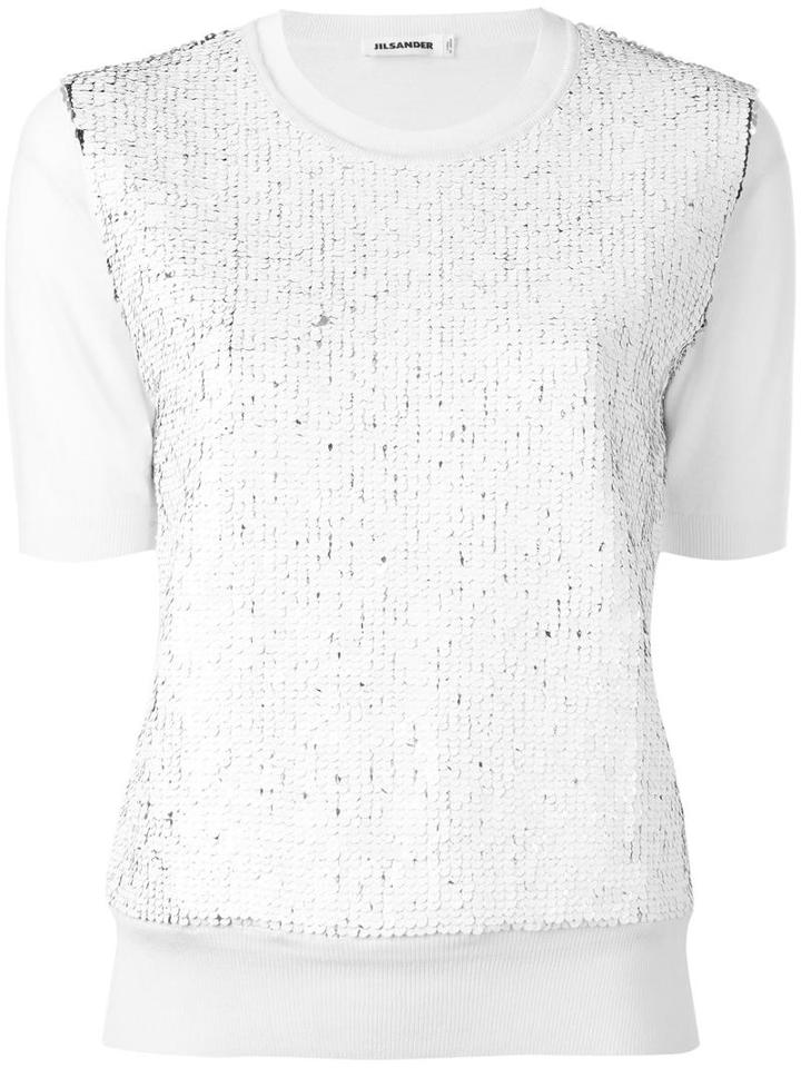 Jil Sander Textured Panel Shortsleeved T-shirt, Women's, Size: 36, Nude/neutrals, Virgin Wool/viscose/polyester/polyamide