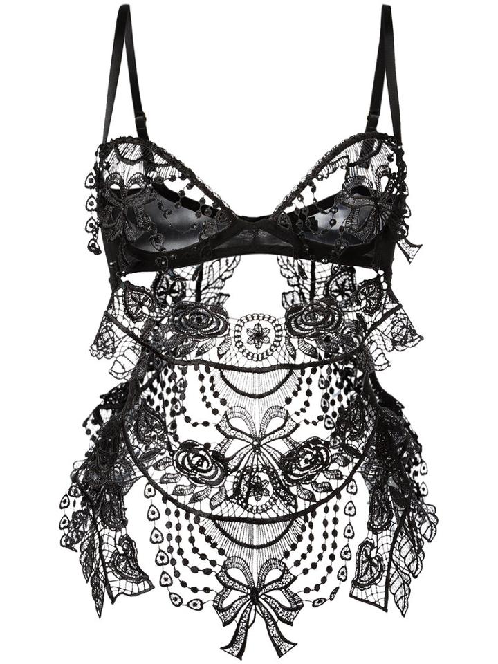 Belle Et Bon Bon Bisoux Crystal Embellished Body, Women's, Size: Medium, Black, Cotton/nylon/spandex/elastane
