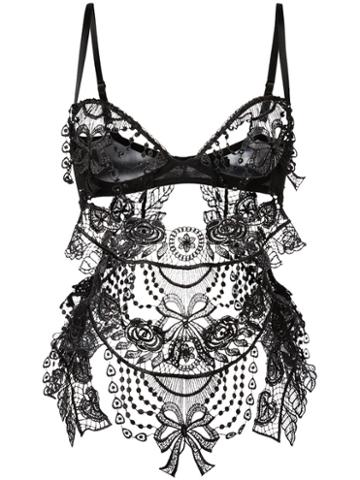 Belle Et Bon Bon Bisoux Crystal Embellished Body, Women's, Size: Medium, Black, Cotton/nylon/spandex/elastane